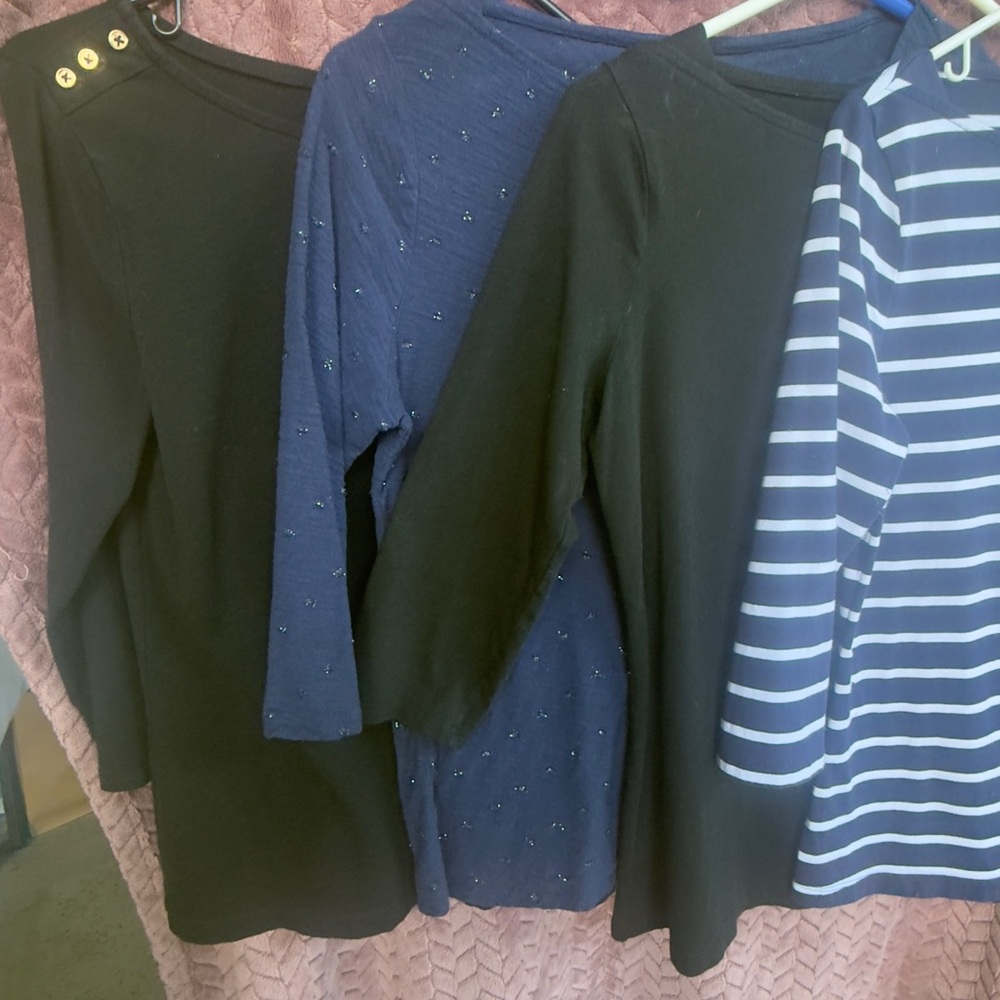 Black and Navy Long Sleeve Tops Set